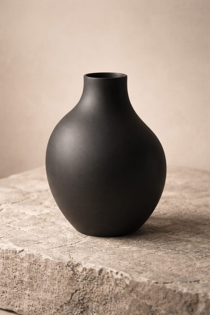 Nordic Noir Sculptural Vase